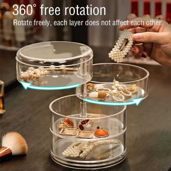 4-Layer 360° Rotating Acrylic Jewelry Organizer | Transparent Storage Box